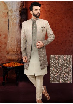 Exclusive Shaded Greyish Embroidered Indo Western 
